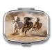 Pill Box Three Running Horses Print 2 Compartment Medicine Pill Case Pill Organizer Decorative Metal Portable Pill Box for Pocket Or Purse