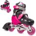 New Bounce Roller Skates for Little Kids - Shoe Size EU 28-31, US Kids Junior Size 8-11, 2-in-1 Roller Skates for Girls, Converts from Tri-Wheel to Inline Skates - Rollerskates for Beginners | Pink