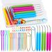 FTEVEN 45Pcs Colorful Plastic Big Eye Needles, Large Eye Bent Tapestry Needles, Large Eye Needles, Knitting Loom Needles with Knitting Needle Markings for DIY Handicrafts