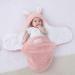 Yoolhamy Baby Swaddle Blanket with Cute Rabbit Ears for Newborns - Soft Plush Wrap Sleeping Bag for Infants - Hooded Clothes for Baby Girl Boy - Pink (0-3 Months) - Buy Online on GoSupps.com
