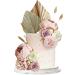 Euduq 29 pieces Boho Tortendeko Decoration Girl cake decoration set cake attachment decoration with flowers palm leaves dog hinge grass white ball and gold balls for birthday wedding baby party