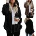 Cllios Women's Plus Size Hooded Fuzzy Fleece Jacket - 5XL Black - Buy Online on GoSupps.com