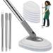 Shower Cleaning Brush with Long Handle 180 Rotatable Tile Tub Shower Scrubber with 5 Replaceable Pads Adjustable Long Handled Scrub Brush for Cleaning Shower Bathroom Cleaner Brush