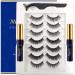 Alcastar Magnetic Eyelashes Magnetic Lashes Natural Magnetic Eyelash With Applicator Reusable Magnet Eye Lash Kit Waterproof  Long Lasting Cruelty Free (BG-3D-12 :7 paris+2 tubes)