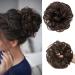 JJStar hair part with rubber band large dutt hair part dark brown lured hair tie with hair updos hair extension messy bun hair parts for women girls ponytail (dark brown)
