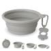 Bonza Large foldable dog bowl 1000 ml stable reinforced edge including carabiner & water bottle holder Key trailer light gray light gray large