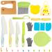 Abizarch 25Pcs Kids Cooking Set Safe Kids Kitchen Cutter Set Montessori Kitchen Tools with Cutters Potato Chipper Peeler Oversleeves Bear Sandwich Mould Chopping Bboard Gloves Apron Fruits Forks for C Picture money