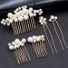Prosy 5-Piece Bridal Wedding Pearl Hair Comb & Hairpins - Gold Bridal Hair Accessories for Women & Girls - Buy Online on GoSupps.com