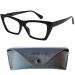 Mini glasses vintage chunky anti blue light glasses reading glasses thick frame square free case plastic glasses frame (black) with spring hinge blue light filter glasses Cateye 2.0 dioptria
