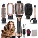 Blow Dryer Brush 5-in-1 Versatile Ceramic Titanium Hair Dryer Brush One-Step Oval Barrel Hot Air Brush for Drying Straightening Curling and Voluming for Women(Black Gold)