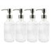 8-Ounce Clear Glass Boston Round Bottles w/ Stainless Steel Lotion Pumps (4-Pack) Empty Refillable Liquid Soap & Lotion Bottles