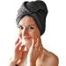 Homelevel 2x Terry Hair Turban with Button - Quick Drying 100% Cotton Hair Towels - Anthracite Set - Perfect for International Shipping - Buy Online on GoSupps.com