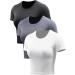 CADMUS Workout Crop Tops Women Racerback Dry Fit Athletic Shirts Short Sleeve 3 Piecese 79#: 3 Pieces, Black, Grey, White Small