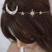 Gold Wedding Hair Pendant Head Chain with Moon and Star Design - Fashion Crystal Hair Jewelry for Women and Girls - Buy Online on GoSupps.com