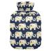 Heat bottle with reference 2 l of durable warm-up bag for hand foot warlings shoulder and neck pain cramps heating press and heat therapy patterns of floral elephants blue