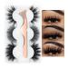 3 Styles False Eyelashes Synthetic Fiber Material 3D Mink Lashes 100% Handmade Natural Fluffy Long Soft Reusable Fake Eyelashes with Eyelash Applicator (3 Pairs)