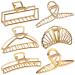 6 Pcs Large Gold Hair Clips for Women, Big Gold Claw Clips for Thick Hair, Strong Hold Metal Hair Clips for Thin Hair Non-slip Metal Claw Clip Fashion Gold Hair Accessories