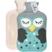 Olivialiving hot bottle 2 liters hot water bottle for heating and cooling with a knitting cover for pain relief heat cold therapy cartoon owl (blue)