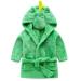 Baby boys & girls unisex bathrobe 0-24 months soft plush flannel fleece hooded bathrobe plush animal face bathrobe for babies toddlers newborn 3-4 months dinosaurs (green)