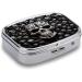 Decorative Black and White Skull Pill Box - 2 Compartment Metal Organizer for Pills | Portable Medicine Case for Pocket & Purse - Buy Online on GoSupps.com