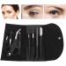 GLOGLOW 8Pcs Black Rustproof Eyebrow Grooming Kit | Stainless Steel Trimming Tools for Home, School, and Office - Eyebrow Care Kit - Buy Online on GoSupps.com