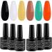 6-Piece LagunaMoon Gel Nail Polish Set - Black White Orange Teal Yellow Brown High-Shine Kit for Salon Quality DIY Nails - UV LED Soak Off Lacquer Varnish Manicure Pedicure Neon Cutie - Buy Online on GoSupps.com