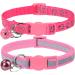 Taglory reflective cat collar with safety clasp and bell 2-piece adjustable collar cat kitten 15-20cm pink 15-20cm (2 pack) pink