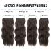 Natural Brown Long Wavy Clip in Hair Extensions - 4pcs Full Head Synthetic Fiber Pieces for Women - Buy Online on GoSupps.com