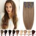 Clip in extensions real hair hair parts real hair 8 tresse 18 clips soft naturally hair extension smooth hair extensions 7a remy hair 55cm-85g 06# light brown 55cm light brown
