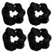 4 Pack Glitter Stars Fabric Hair Scrunchies Skin Friendly Hair Bobbles Elastics Ponytail Holders Hair Wrist Ties Bands Cloth Scrunchies for Show Gym Dance Party Club Girl (Black)