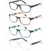 HEEYYOK 4 Pack Reading Glasses +3.00 | Fashion Rectangular Comfortable Spring Hinge Specs for Men/Women - 4 Mixed Colors - Buy Online on GoSupps.com