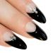 Bling Art Almond False Nails Fake Stiletto Black Crystal 24 Long Tips with Glue