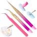 Cosmmap 3Pcs Double Ended Nail Art Tweezers  Stainless Steel Straight Curved Tip Tweezers Silicone Head  Precision Lash Tweezers Nail Rhinestone Stickers for Women Girls Crafts Rhinestone Picker Tool
