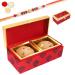 Ghasitaram Gifts Rakhi Gifts for Brothers 2 Laddoo Box of Panjeeri laddoo with Pearl Beads Rakhi