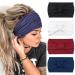 DRESHOW 4 Pack Turban Headbands for Women Wide Vintage Head Wraps Knotted Cute Hair Band Accessories 4 Pack B: White/Maroon/Indigo/Black