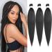 Xtrend 26 Inch EZ Braid 3 Packs Black Long Pre Stretched Braiding Hair Yaki Texture Braiding Hair for Crochet Hair Braids Hot Water Setting Synthetic Fiber Hair Extensions(3Packs 1B#) 26 Inch (Pack of 3) 1B#
