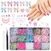 Nail Art 1000 Pieces Charms and Beads Nail Bows Charm Star Heart Moon Cute Nail Jewels for DIY Decoration