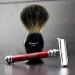Men's Shaving Butterfly Safety Razor in Red & Black Badger Hair Brush - Premium Stainless Steel Head International Shipping Available - Buy Online on GoSupps.com