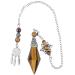 Kyeygwo Tiger eye cone stone pendulum for women and men double crystal point pendulum double tip quartz gemstone trailer for divination meditation scrying balance Reiki healing brown (tiger eye)
