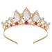 Tiaras for Girls Vofler Rapunzel Princess Tiara - Gold Crystal Ruby Rhinestone Pearl Headband for Little Flower Girl Kids Women Birthday Wedding Pageant Prom Halloween Costume Party Clear+Gold