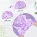 Arqumi Reusable Shower Cap with Ribbon Bow | Waterproof Double-Layer Bath Cap for Women Men | Large Elastic Hair Bonnet for Long Thick Hair - Purple C Shower Cap - Buy Online on GoSupps.com