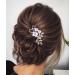 Wendalern Wedding Crystal Hair Comb Barrette Bride Pearl Hair Comb Rhinestone Flower Hair Barrette Comb Gold Leaf Hairpiece Decorative Hair Accessories for Women and Girls