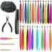 XIAO TAO ZI 17'' Synthetic Feather Hair Extensions 12pcs/Lot Hair Pieces +100 pcs Silicone Micro Beads+1 pcs Crochet Hook Hair Feathers Tool Kit (20 Inches, 13 Pieces Feather Hair+13 Pieces Rainbow Hair+Hair Tools Kit) 20 …