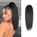FESHFEN Straight Drawstring Ponytail Extension Natural Synthetic Long Pony Tails Hairpieces Clip in Ponytails Extensions for Women Girls Natural Black 12 inch 12 Inch (Pack of 1) Natural Black 1#-Drawstring