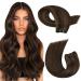 Moresoo Brown Human Hair Extensions Weft Darkest Brown Highlighted with Chestnut Brown Double Weft Hair Extensions Real Hair Sew in Human Hair Extensions 20 Inch 100g/Pack #P2/8 20 Inch(Pack of 1) WEFT #P2/8