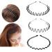 Metal hair band 3 pieces unisex hair bands shaft spring hair tires 90s women men multi-style headband accessories with non-slip teeth for outdoor sports yoga