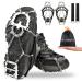 Crampons Ice Cleats for Hiking Boots and Shoes, Anti Slip Walk Traction Cleats, Snow Ice Grippers 18 Spikes and Grips, Safe Protect for Hiking Climbing Fishing Mountaineering Walking, Men/Woomen /Kids Black
