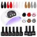 LKE Gel Nail Polish Kit with U V Light 54W Nail Lamp 6 Colors White Black Red Pink Gold Silver Glitter Shimmer Gel Polish Set Glossy Matte Gel Top Base Coat Gel Nail Kit Nail Art DIY Manicure Tools Black White Red