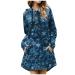 Women Christmas skirt Mini sweater hooded sweater hoodies sweat shirt sweater hooded sweater dress Christmas dress top long-sleeved shirt hooded hoodies upper part jumper autumn winter blue-h l