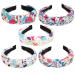 5 PCS Easter Headbands for Women Knotted Girls Bunny Flower Hair Accessory Non Slip Workout Turban Hairbands